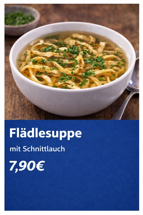 Fädlesuppe im Restaurant am Kaiserstuhl Fädlesuppe im Restaurant am Kaiserstuhl